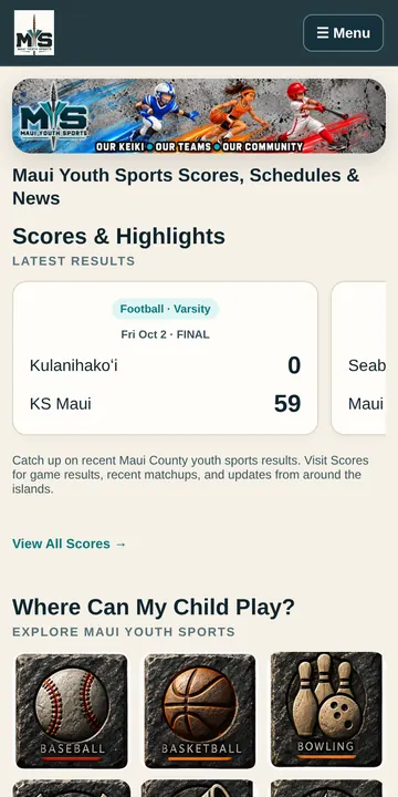 MauiYouthSports.com on a phone